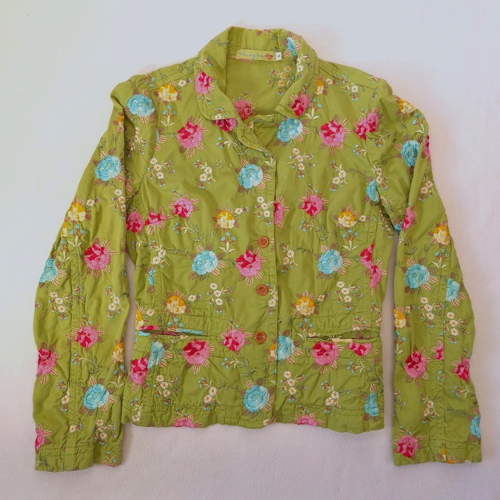 Johnny Was Embroidered Floral Jacket Green Size S‎ Boho Cottagecore Hippie Chic